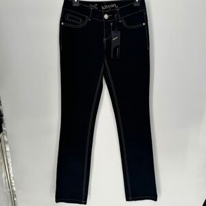 Kitson LA Womens Straight Leg Jeans Dark Indigo Contrast Stitch Size 26 NWT